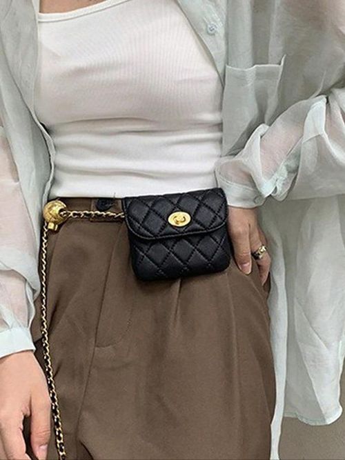 Women's Elegant Quilted Design Belt Bag, Style Fashionable Pu Leather Fanny Pack for Daily Used, Casual Trendy Versatile High-quality Daily Commuting Bag