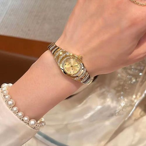 Gold Watch · Summer Style | Luxury Diamond Gold Watch | Mother's Day Gift | Ladies' Watch | Elegant & Stylish Bracelet Style | Water-Resistant Design (No Watch Box)