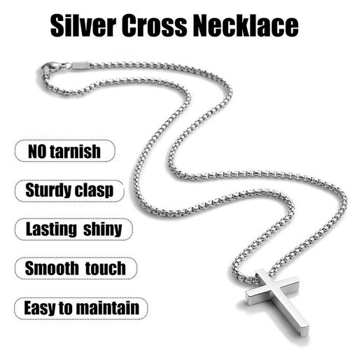Stainless Steel Cross Necklace for Men and Women (Unisex), Mens Necklaces with 2.5mm Cross Chain  Stainless Steel Cross Necklace