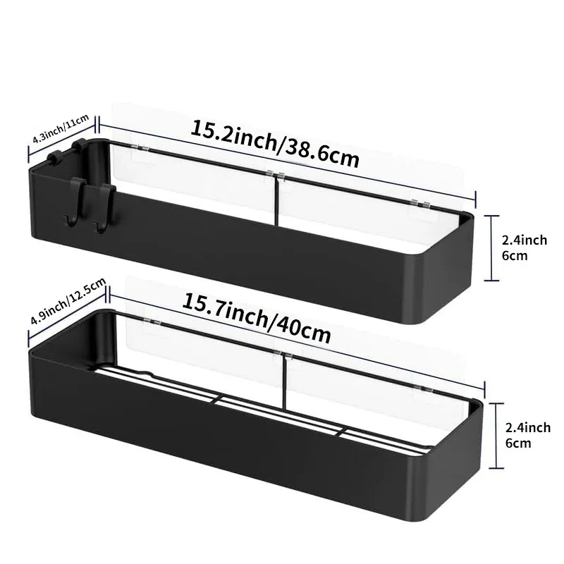 2025 Upgraded Drill-Free Wall Mounted Storage Organizer | Bathroom & Kitchen Shelf Rack | Multipurpose Holder for Toiletries & Utensils