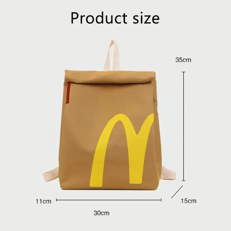 McDonald's 2026 Cute Charming Backpack for Women & Men Classic Unisex Vintage Daypack Canvas Personalized Rucksack Bookbag Shoulder Bag Crossbody Bag with Adjustable Straps and Spacious Interior