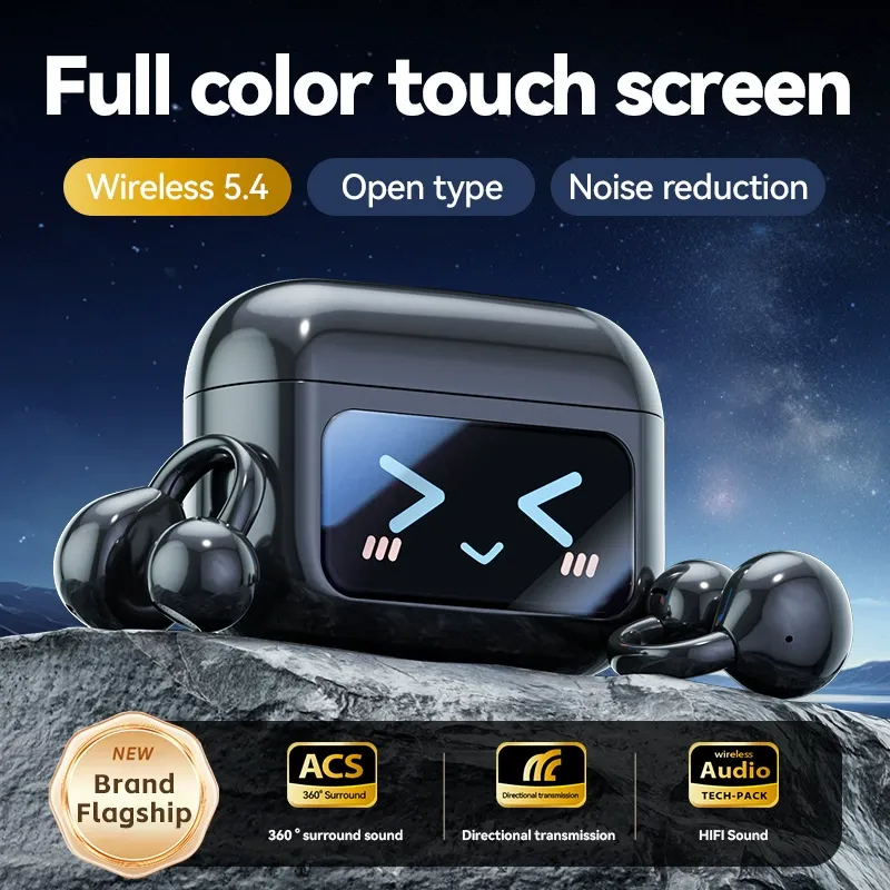 2025 New M100 Bone Conduction Noise Cancelling Headphones | Wireless Sports Clip-On with Display | 20 Hours of Long Battery Life without Butterfly Accessories