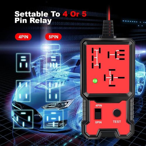 Car Automotive Circuit Tester, Car Relay Tester, Portable Battery Diagnostic Checker Tool, Professional Car Voltage Tester, Vehicle Diagnostic Tool, OBD Scanner, Red, with LED Indicator