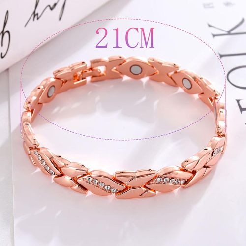 Women's leaf bracelet, pure copper magnetic bracelet with diamonds, 3500 gauss effective magnet, outdoor fun
