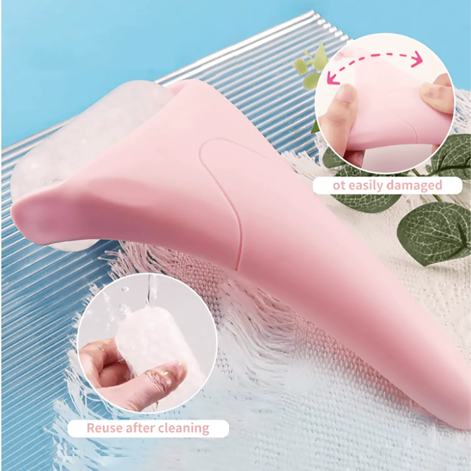 IcyMe Pink Ice Roller & Jade Gua Sha – Comfort Skincare Tools for Face Massage