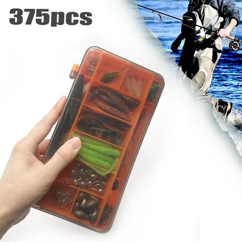 Artificial Fishing Lure Kit, 375pcs Fishing Lure Set, Fishing Gear Set, Fishing Accessories Including Spoon Lures, Soft Plastic Worms, Crankbait Jigs, Fishing Hooks