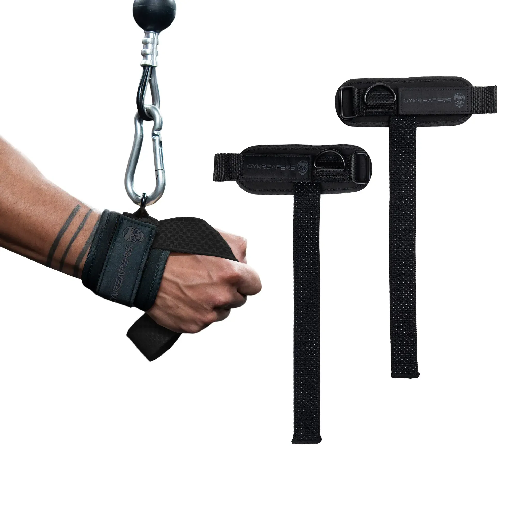 Lifting Straps with Cushioned Wrist Cuff 14.5 Cotton Strap Anti-Slip Silicone Beads 5mm Steel D-Ring for Free-Weight & Cable Training