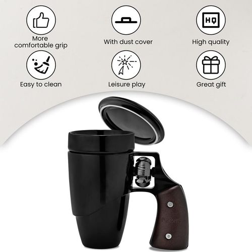 Coffee Mug with Rotatable Wooden Handle, Ceramic Leak-Proof and Scalding-Proof Cup, 16 Ounces Beverage Drinkware Glass Reusable Reuse Tumbler Washable