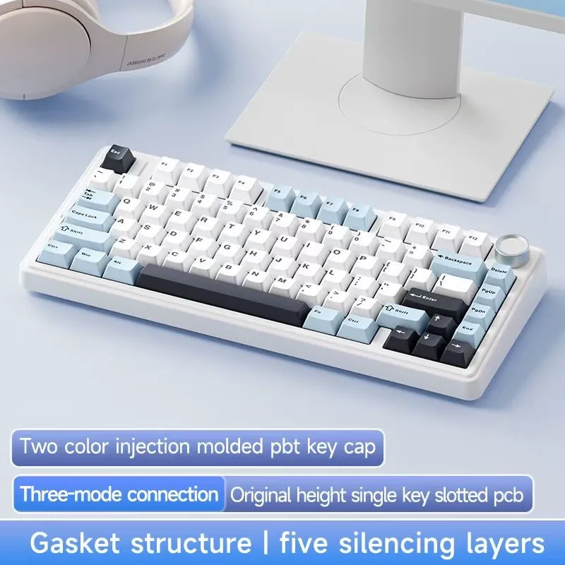 AULA F75 Custom Mechanical Gaming Keyboard - Gasket Mount Hot-Swap Full Keys 2.4G Wireless Tri-Mode Bluetooth Wired Ergonomic Keyboard for Gamers Typists