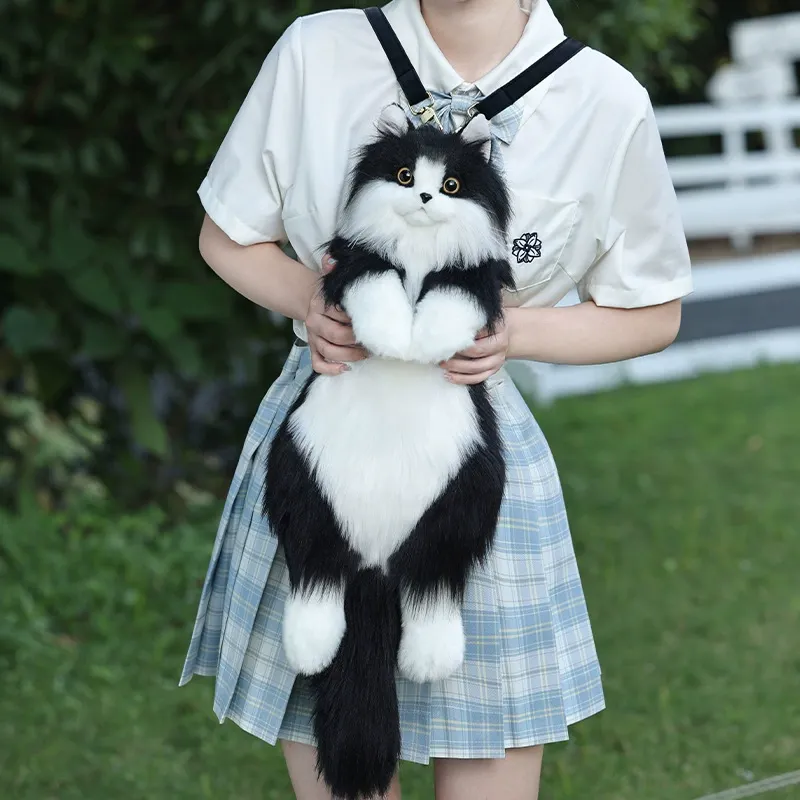 New Popular Cow Cat Plush Toy - Cute Stuffed Animal Doll, Realistic Cat Shape Plushie, Trendy Soft Toy for Bags