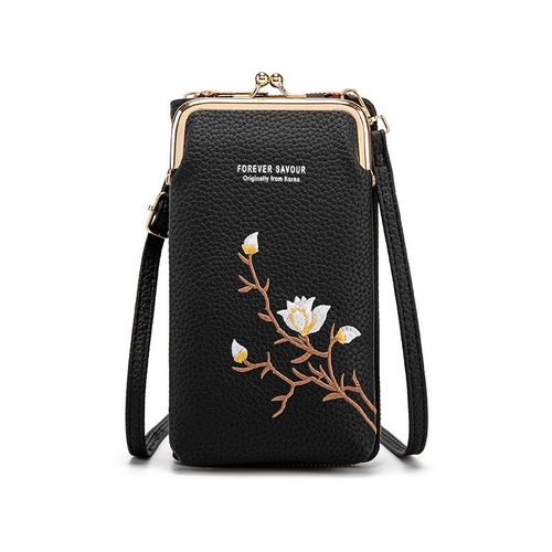 Women's Versatile Embroidered Mobile Phone Bag 2025 New Messenger Fashion Women's Long Wallet