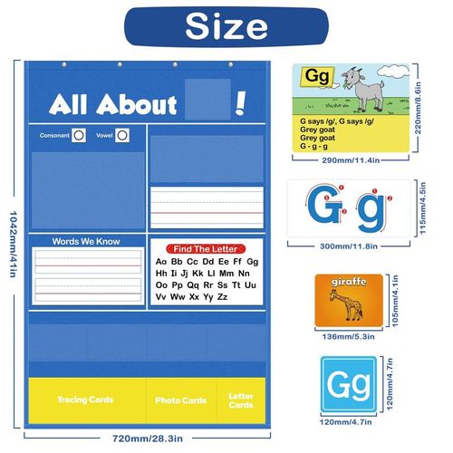 Alphabet Learning Pocket Chart Alphabet Wall Chart ABC Flash Cards Learning Games, Handwriting Practice Letter Tracing Learning Activities ,School holidays Must Haves