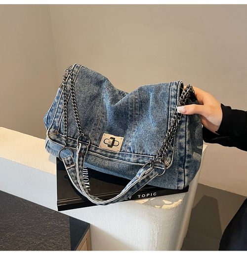 Fashion Denim Chain Shoulder Bag, 2025 New Styling Casual Versatile Crossbody Bag for Women, Trendy All-match Commuter Bag for Daily Travel Work Commute