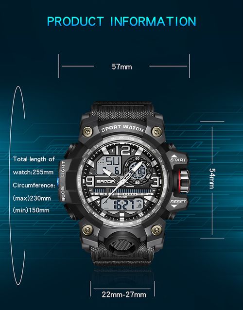 Men's Sporty Analog-Digital Quartz Watch, Fashionable Waterproof Watch with Luminous Display, Alarm and Calendar Functions, Multifunctional Watch with Box