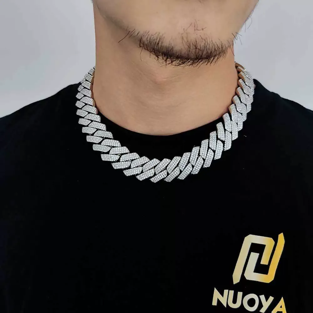 Rhinestone Decorated Cuban Chunky Chain Necklace for Men, Men's Accessories, Punk Accent Piece Cuban Link Design Statement Necklace, Men Accessories, Cuban Link Chain, Trendy Jewelry, Zinc Alloy Craftsmanship