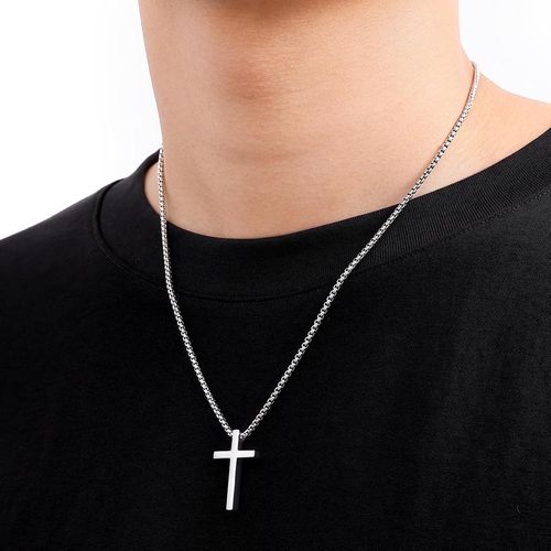 Stainless Steel Cross Necklace for Men and Women (Unisex), Mens Necklaces with 2.5mm Cross Chain  Stainless Steel Cross Necklace