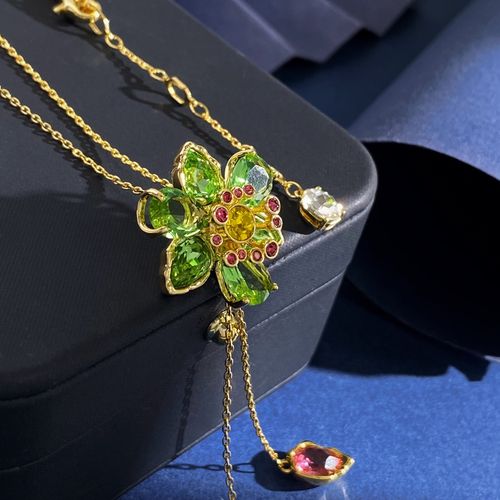Premium Crystal New Statement Y-Necklace - Heavy-Duty Dazzling Multi-Color Rhinestone Flower Pendant, 3D Floral Design with Tassel Drop, Elegant Sparkling Jewelry for Women