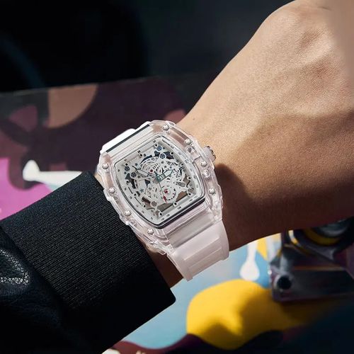 Men's Luxury Transparent Waterproof Quartz for Outdoor Back to School Parties Daily & Fall Ideal Birthday Gift with Box women watches luxurywatches of tiktok outdoorfun