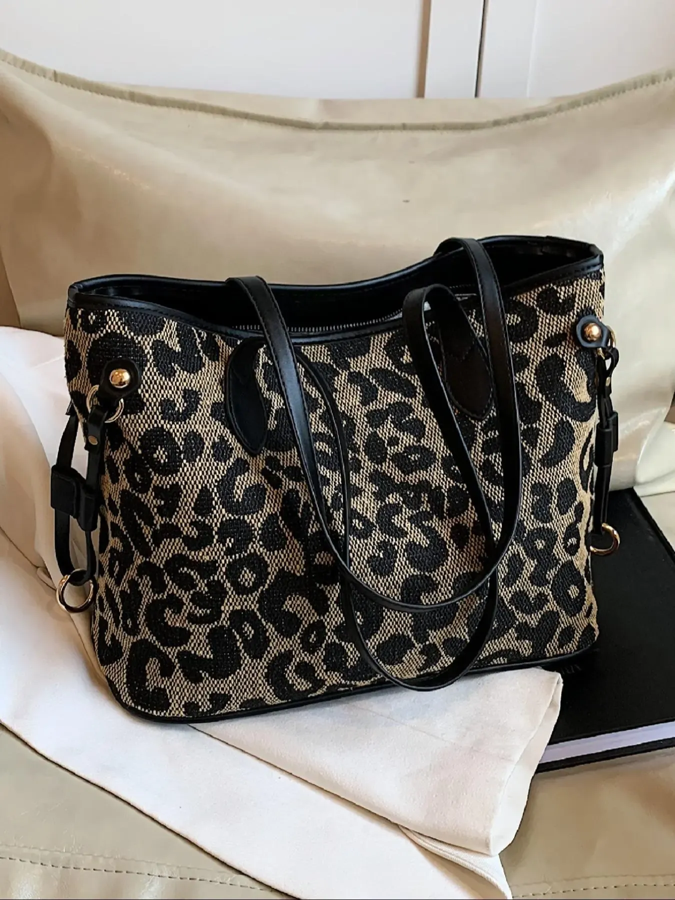 Fashion Leopard Pattern Tote Bag, Casual Versatile Shoulder Bag for Women, Trendy All-match Bag for Daily Commute Use, Crossbody Tote Bag