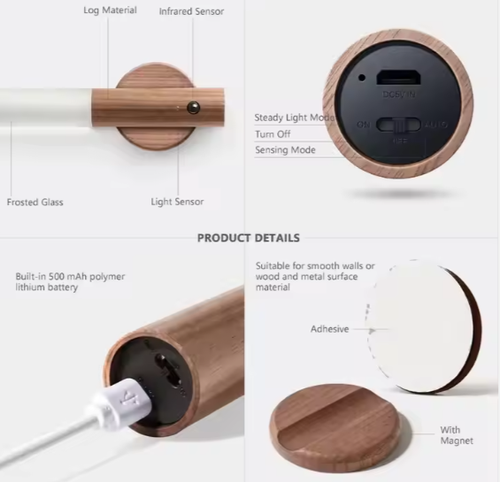 Rechargeable LED Wall Light Portable Wall Lamp Motion Sensor Stick on the Wall Night Light Warm LED Lamp