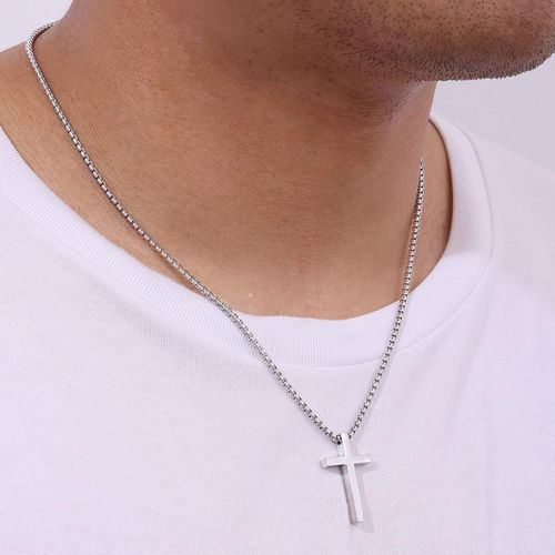 Stainless Steel Cross Necklace for Men and Women (Unisex), Mens Necklaces with 2.5mm Cross Chain  Stainless Steel Cross Necklace