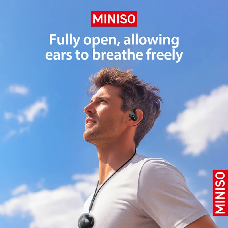 MINISO X15 PRO Bluetooth 5.4 OWS Wireless Earbuds: Open-Ear Comfort, 14.2mm Stereo Sound, IPX5 Waterproof, AI Translation, Low Latency Gaming & Ideal for Running, Driving, Work,Black