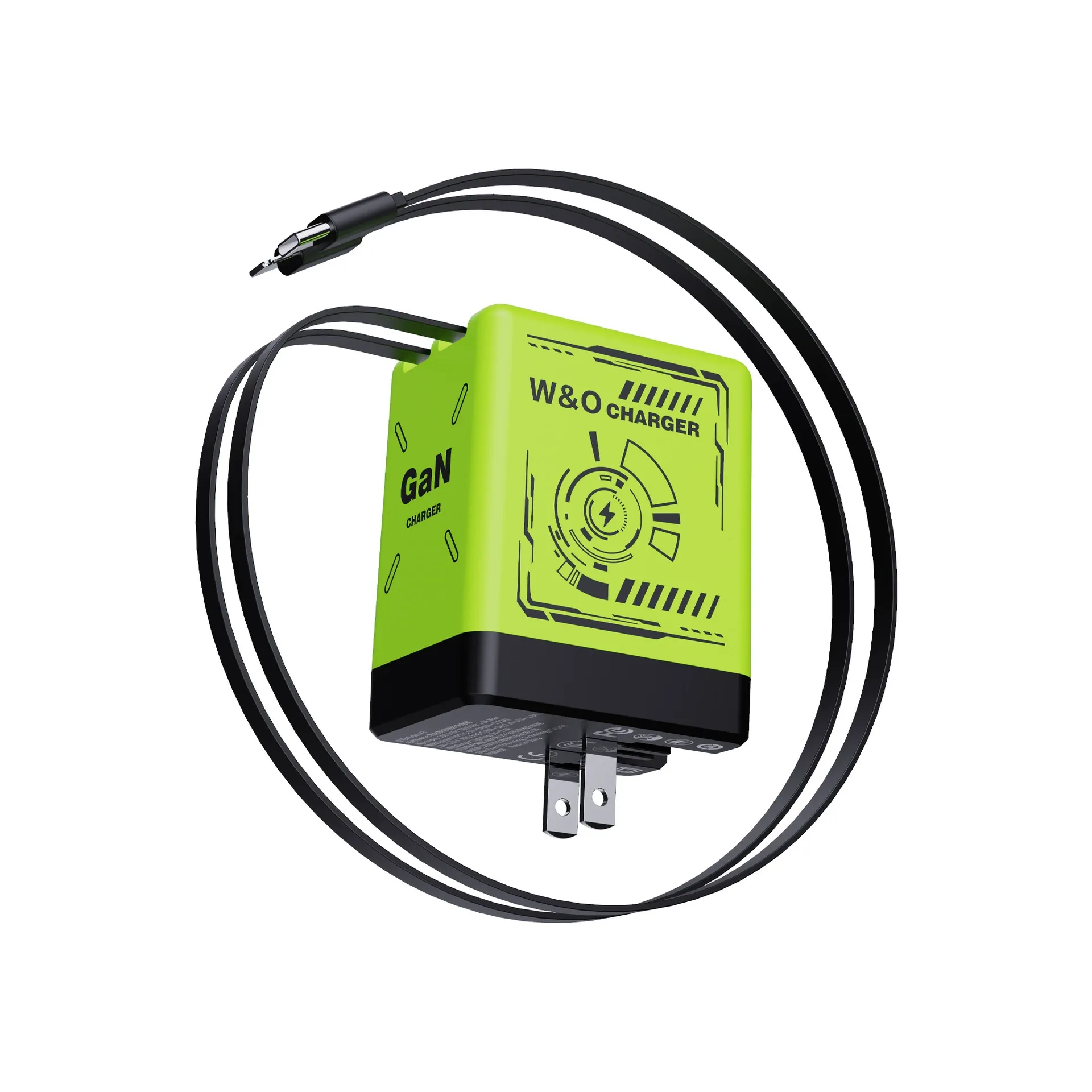 Hot Sale Dual PD+USB Smart Fast Charger | Built-in Retractable Cable | Apple Huawei Compatible | UK Plug | A+C Dual Ports