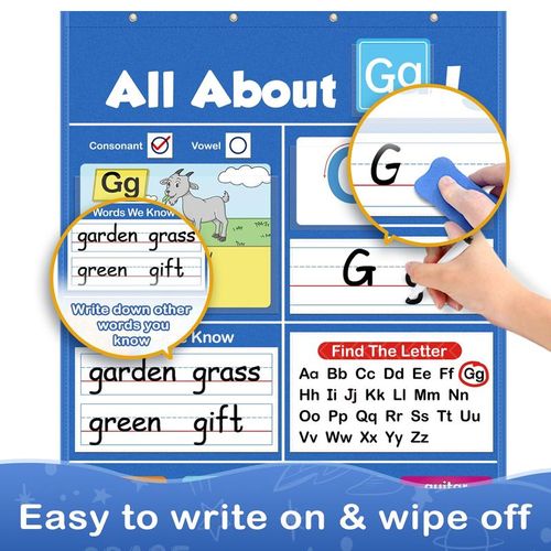 Alphabet Learning Pocket Chart Alphabet Wall Chart ABC Flash Cards Learning Games, Handwriting Practice Letter Tracing Learning Activities ,School holidays Must Haves