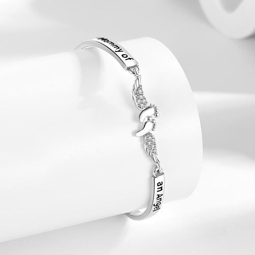 Letter & Wing Design Cuff bracelet, Fashionable Jewelry for Women, Elegant All-match Fashion Accessories for Daily Wear, Personalized Angel Ring, Engraved Ring