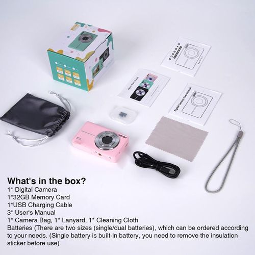 Digital Camera, 1080P & 44MP High Definition Camera, 32G Memory Card, 16X Digital Zoom, Durable Compact & Portable Digital Camera Photos For Teens & Beginners, Gift