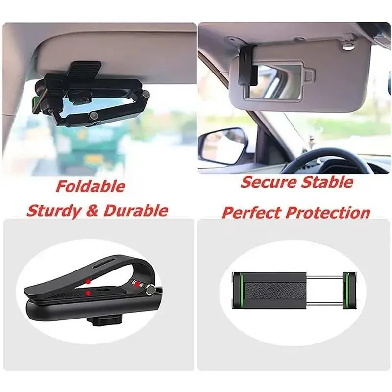 New 1080° Multi-function Sun Visor Universal 360 Degree Rotating Phone Holder exavon Suitable for Any Scene Car Holder - Rotatable and Retractable