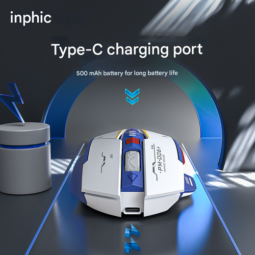 INPHIC F9 Mecha Version Wireless Mouse - Silent Click Rechargeable Mouse, Ergonomic Design for Office & Gaming, Quiet Wireless Mice with Long Battery Life