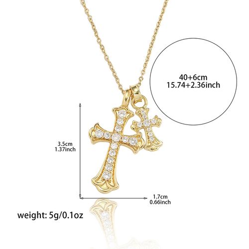 Gold  Plated Stainless Steel Women's Hypoallergenic Double Cross Me Necklace