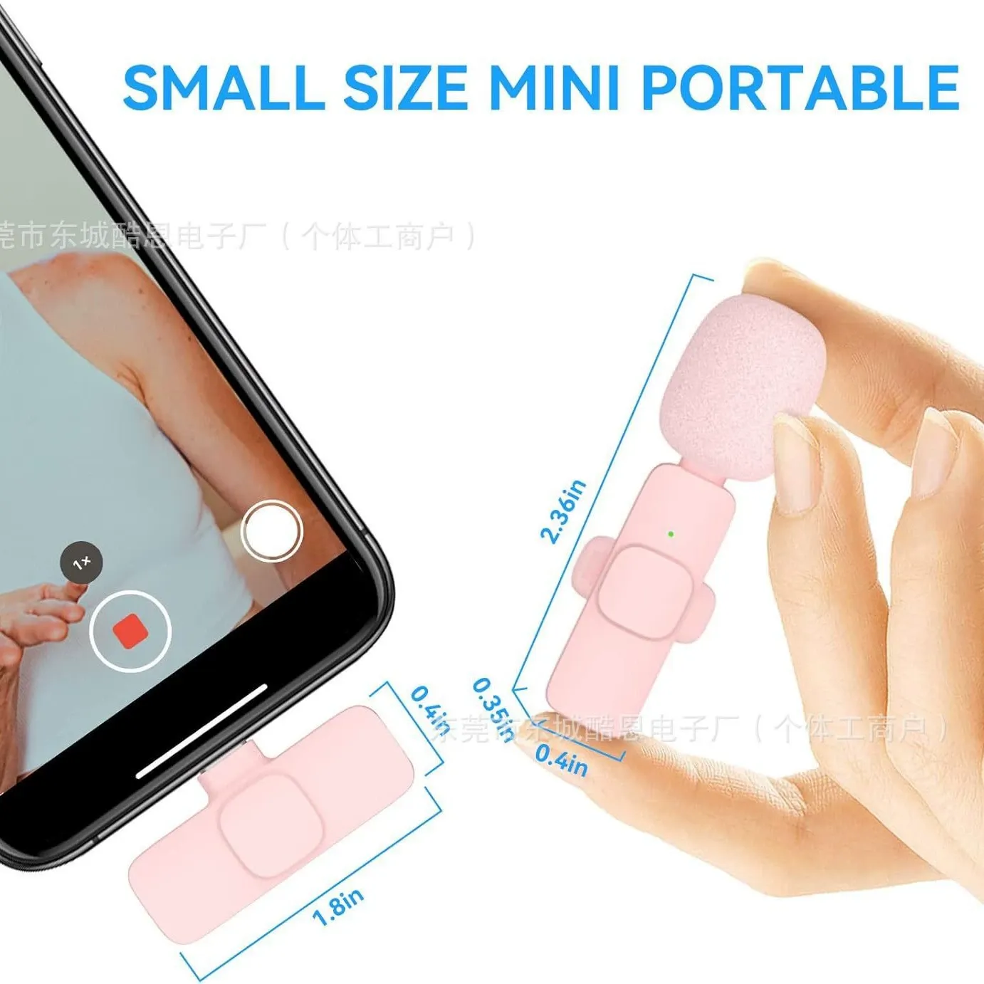 2 Pcs Pink Wireless Lavalier Mini Microphone, Professional Lapel Mics, Plug-Play,Ultra-Low Delay Noise Reduction Chip of Lapel Microphone for Video Recording Interview Conference Podcast Vlog