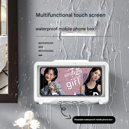 Universal Waterproof Phone Mount - Anti-Fog Shower Holder for MusicandMovies, Kitchen Shelf with Strong Suction, No Drilling Needed