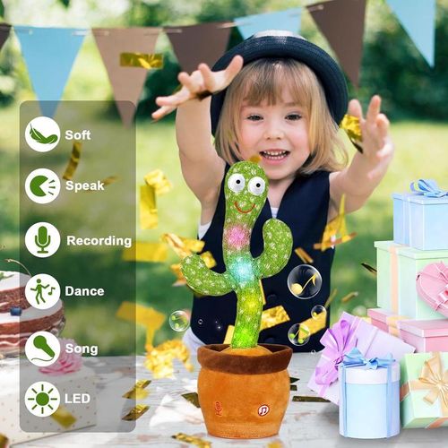 Dancing Cactus Toys Mimicking Toy with LED English Sing Musical Interactive Gift for Kids Room Party Decoration Cute excellent gift for Christmas and New Year