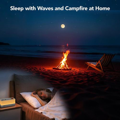 3-in-1 Sound Machine Bluetooth Speaker Night Light - DIY Mixable 7 Nature Sounds & White Noise, 11 Ambient Lights, 180-min Timer for Sleep Aid Relaxation Kids Meditation, Portable Ideal Gift, Smartphone Compatible