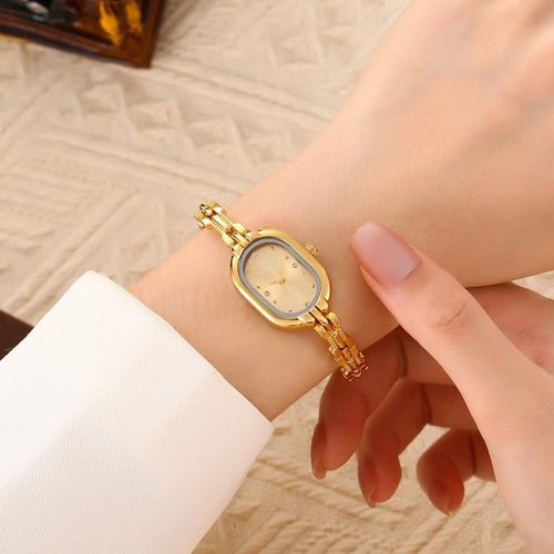 Women's Elegant Oval Dial Quartz Watch, Fashionable Analog Watch for Party, Daily Clothing Decor, Trendy All-match & Exquisite Watch for Birthday Gift, without Box