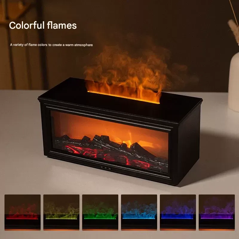 New 3D Simulated Fireplace Flame Aromatherapy Diffuser | Remote Control Desktop Humidifier | Perfect Gift for Home Decor & Wellness Lovers