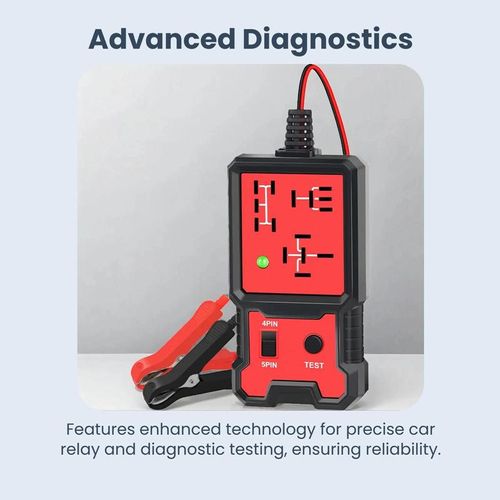 Car Automotive Circuit Tester, Car Relay Tester, Portable Battery Diagnostic Checker Tool, Professional Car Voltage Tester, Vehicle Diagnostic Tool, OBD Scanner, Red, with LED Indicator