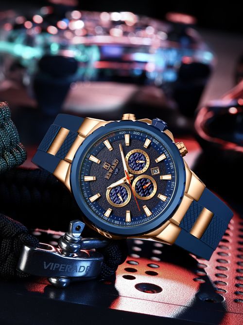 Reward Stylish Men's Multifunctional Sports Watch - Unique Silicone Strap Waterproof Chronograph Wristwatch, Perfect Gift for Guys
