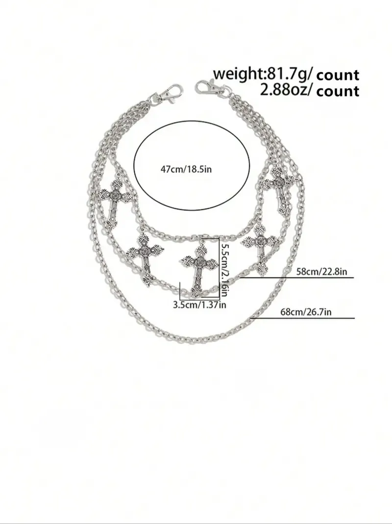 Adjustable Cross Layered Waist Chain, Punk Style Jeans Chain, Fashion Pants Chain for Party, Trendy All-match & Exquisite Accessory for Birthday Gift Adjustable Jewelry Body Jewellery