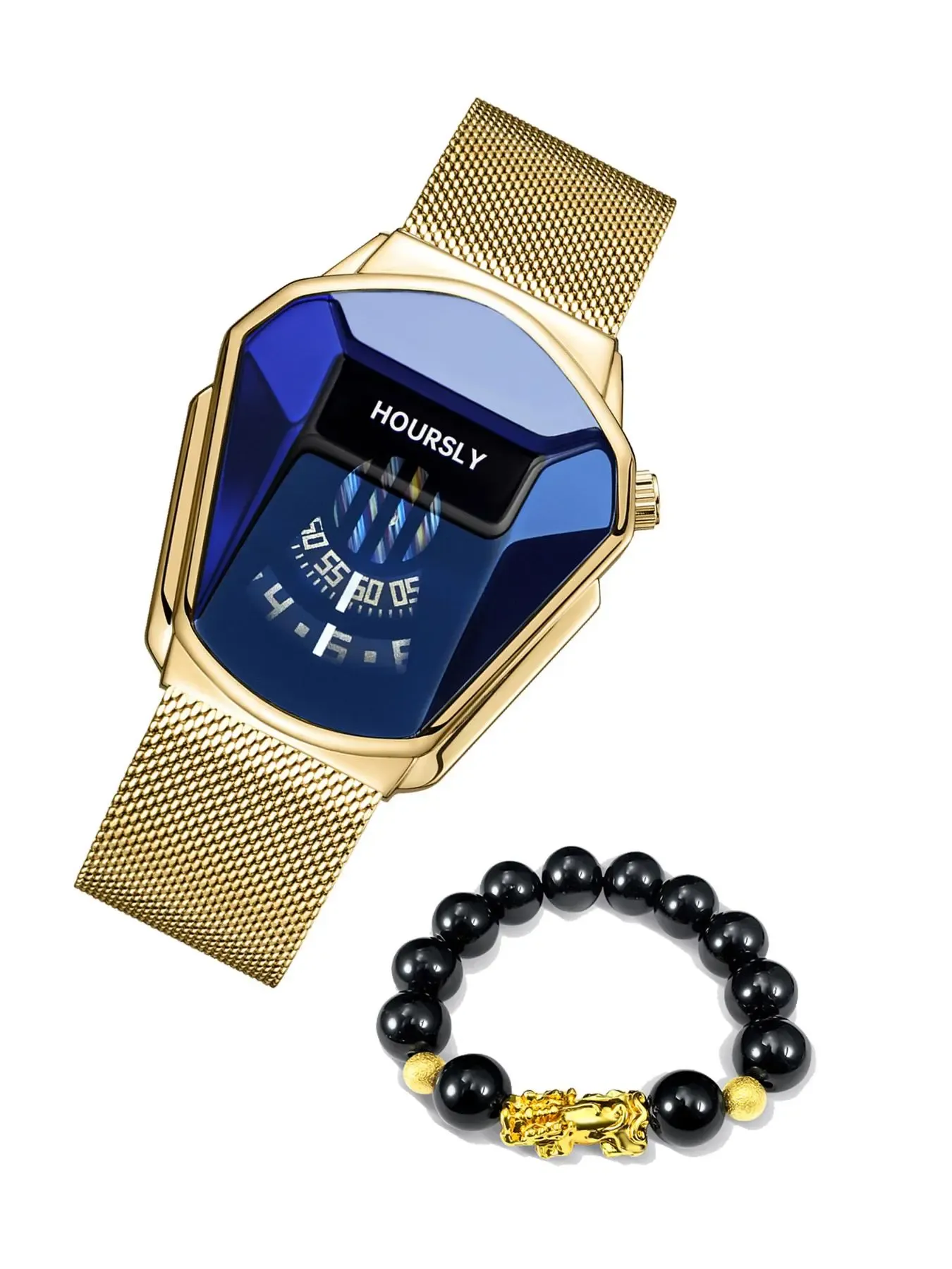 Men's Business Quartz Watch & Beaded Bracelet Set, Fashion Watch Set for Party, Daily Decor, Trendy All-match Watch Set for Birthday Gifts without Box, Exquisite Watch Set