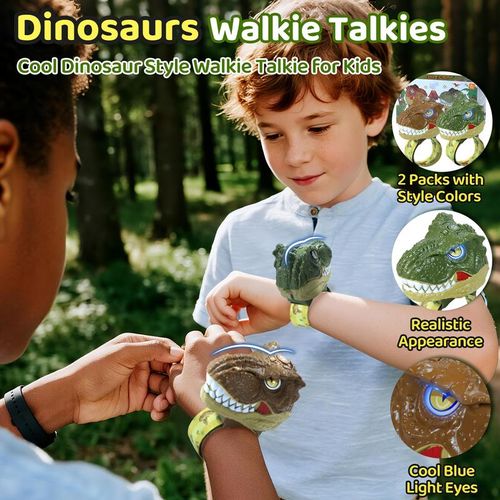 Walkie Talkies for Kids - 2 Pack Toys for Boys Girls Age 3-12 T-Rex Adjustable Strap Long Range Clear Sound Walkie Talkie, Collectibple Adventure Toys Outdoor Camping Birthday Gifts for Toddlers Holiday Haul