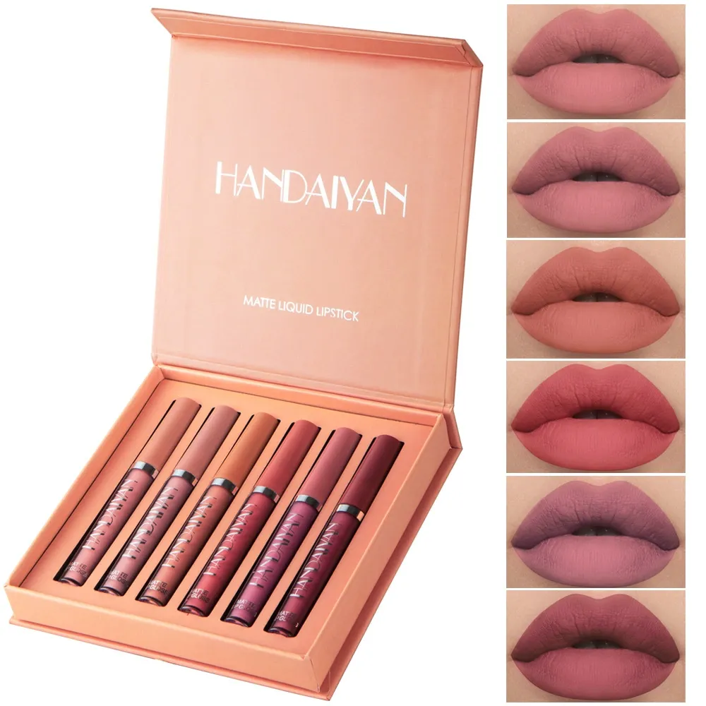 handaiyan Matte Lipstick & Lip Gloss Set - 6-Piece Waterproof, Non-Stick Cup Lip Makeup Kit, Long-Lasting Lipstick & Liquid Lipstick, Versatile Lip Color Set for Daily Wear & Makeup Looks