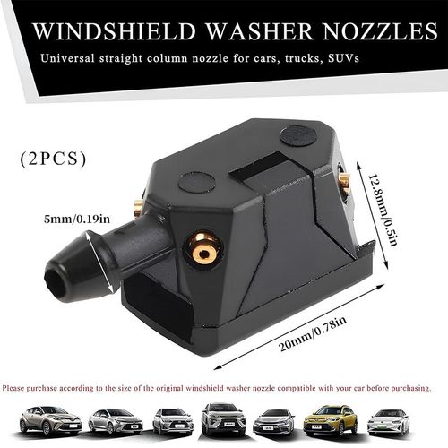 2 PCS Front Windshield Washer Nozzles, 4 Holes Car Windshield Washer Wiper Arm Sprayer, Auto Left Right Windshield Washer Squirter Nozzle Replacement, Universal Vehicle Accessories