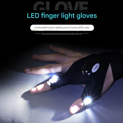 LED Fishing Gloves Pure Cotton Half Finger Waterproof & Breathable for Night Fishing
