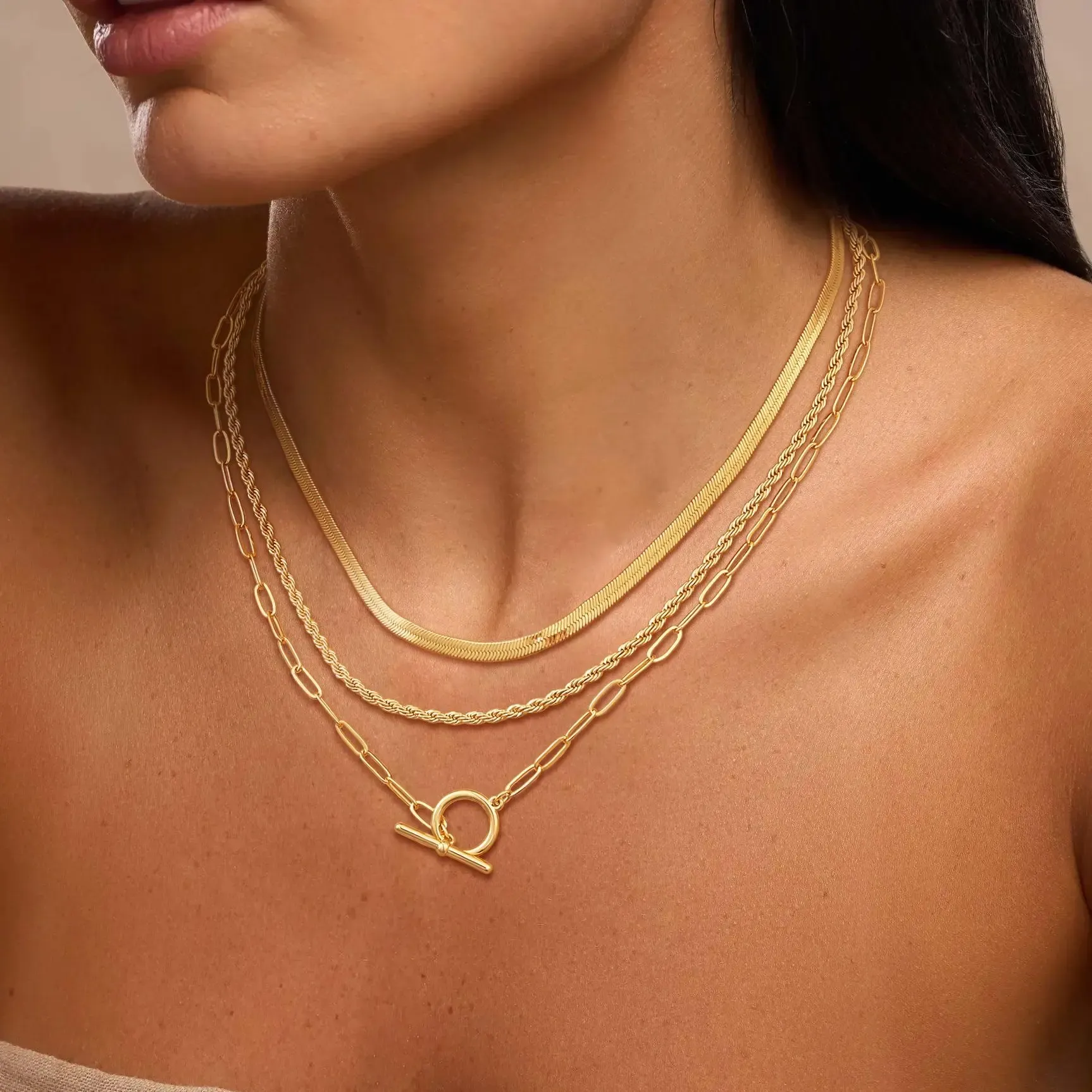 Layered Toggle Necklaces for Women: Dainty Link Chain Necklaces Paperclip Cuban Rope Adjustable Choker T-Bar Toggle Clasp Chunky Necklace for Women dealsforyoudays summerwins