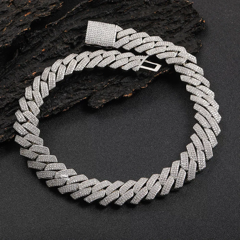 Rhinestone Decorated Cuban Chunky Chain Necklace for Men, Men's Accessories, Punk Accent Piece Cuban Link Design Statement Necklace, Men Accessories, Cuban Link Chain, Trendy Jewelry, Zinc Alloy Craftsmanship