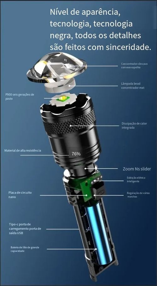 Novo telefone recarregável luz forte lanterna de tiro distante patrulha ao ar livre foco de tiro distante zoom explosão flash lanterna de carregamento rápido ao ar livre lanterna impermeável